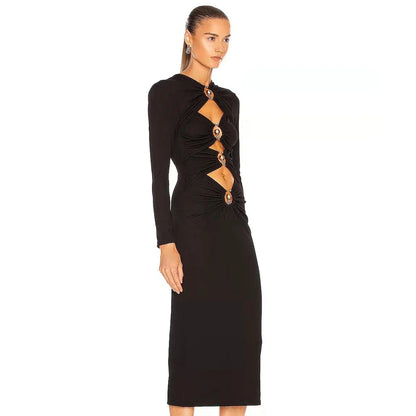 BURYA HOLLOW OUT MIDI DRESS