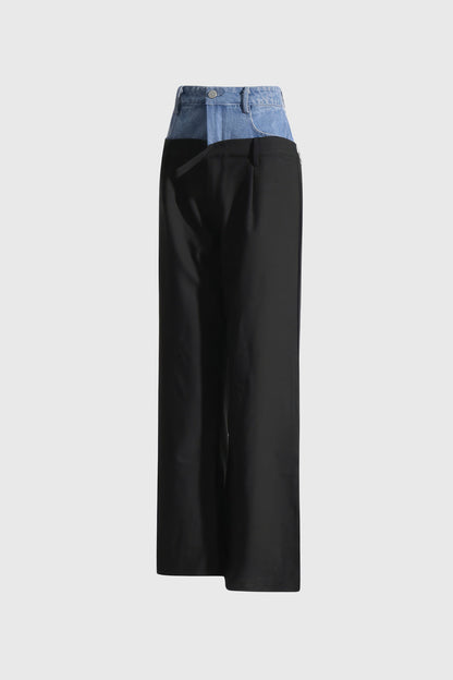 Double Waist Trousers - Black