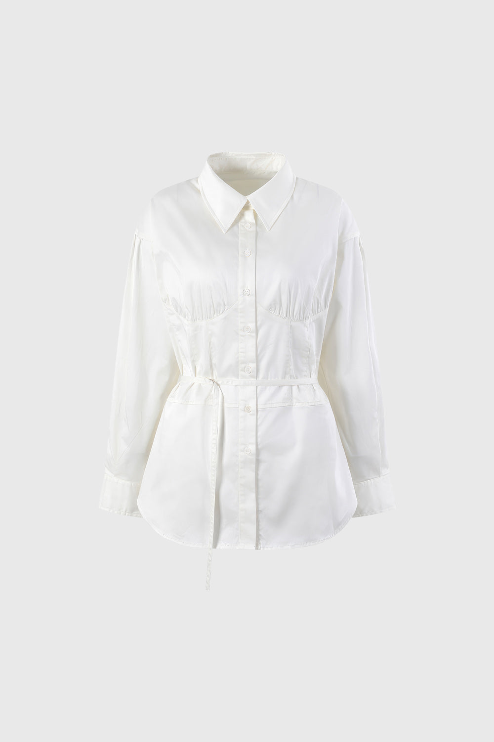 Tailored Shirt with Adjustable Waist - White