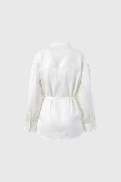 Tailored Shirt with Adjustable Waist - White