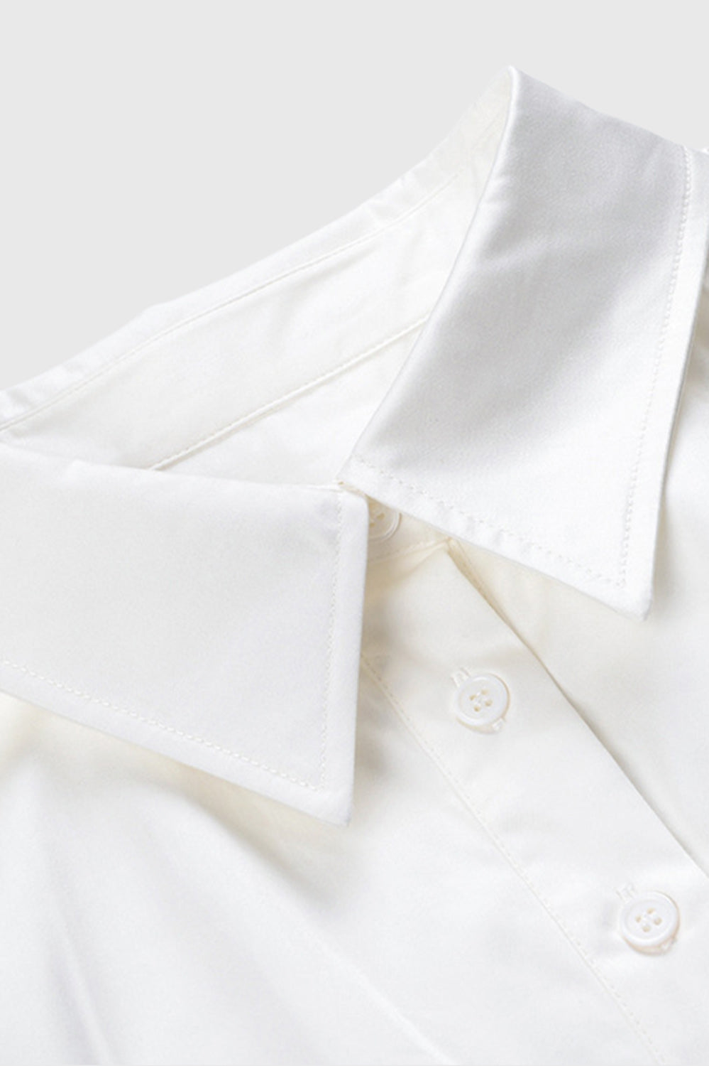 Tailored Shirt with Adjustable Waist - White