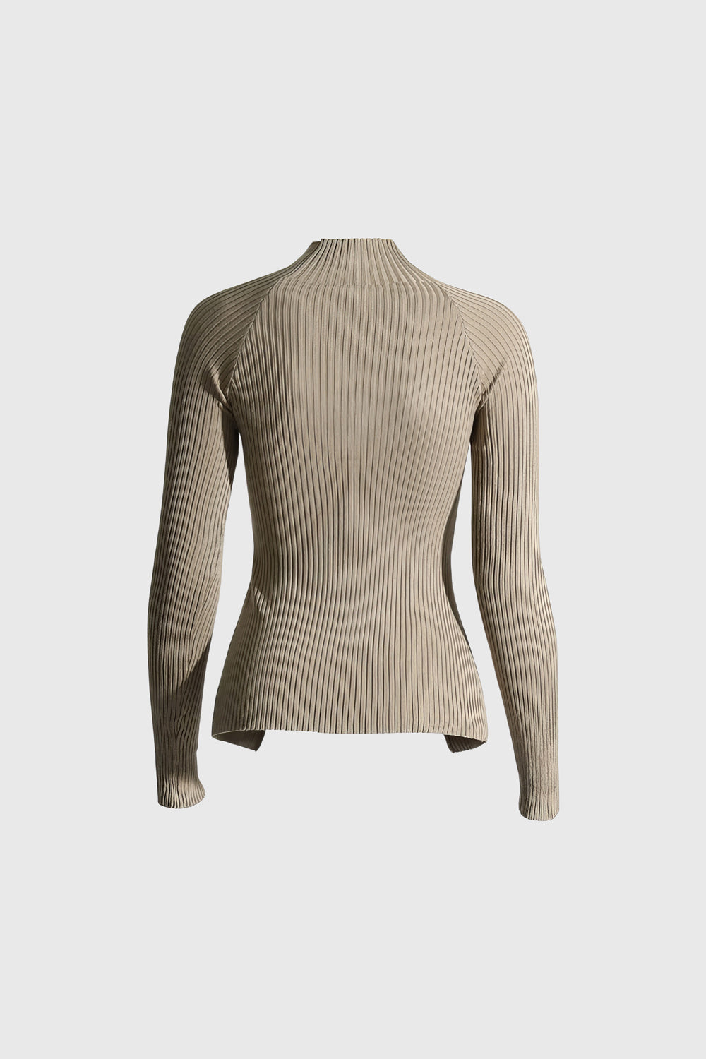 Ribbed Cutout Sweater - Khaki