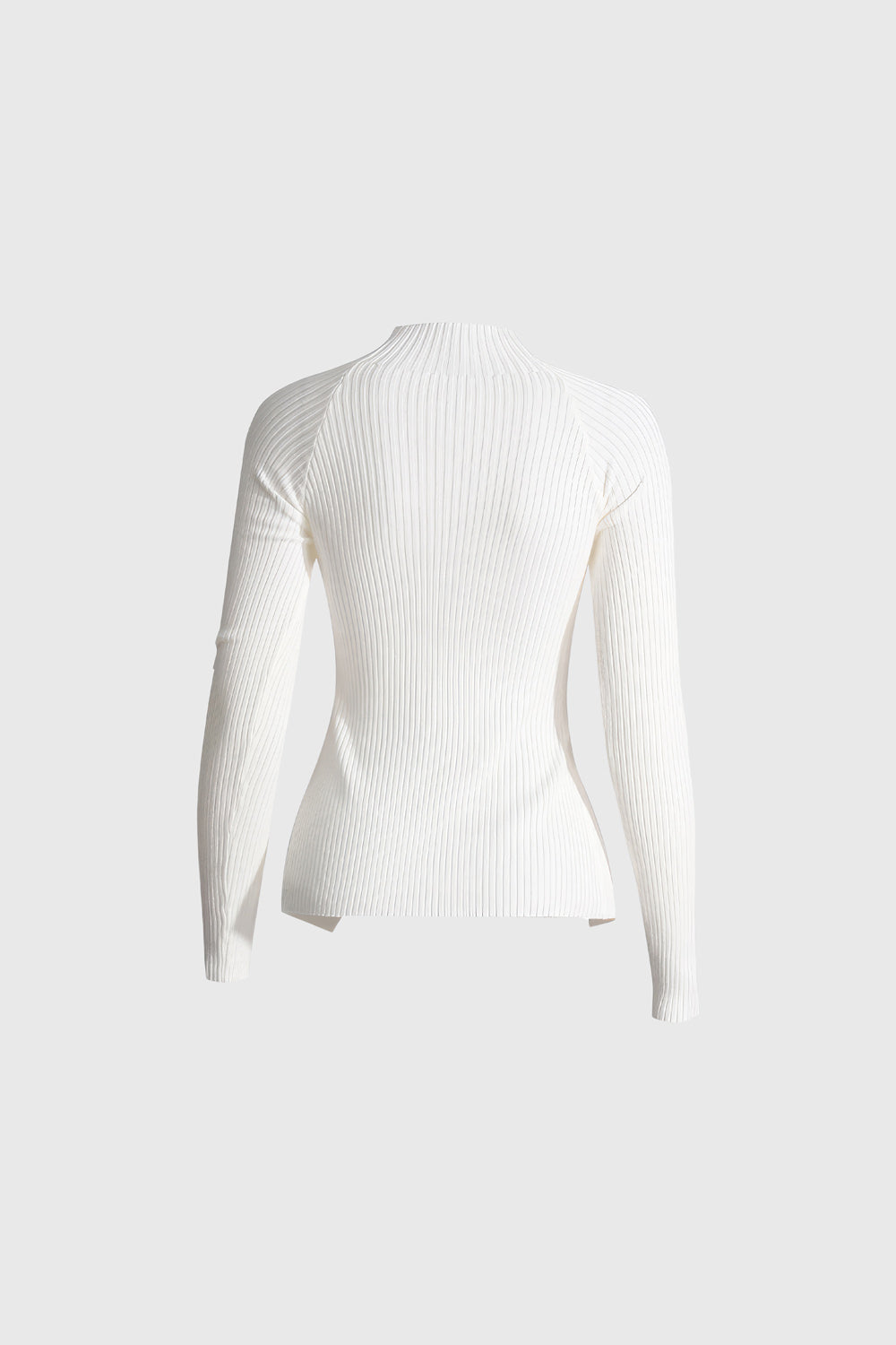 Ribbed Cutout Sweater - White