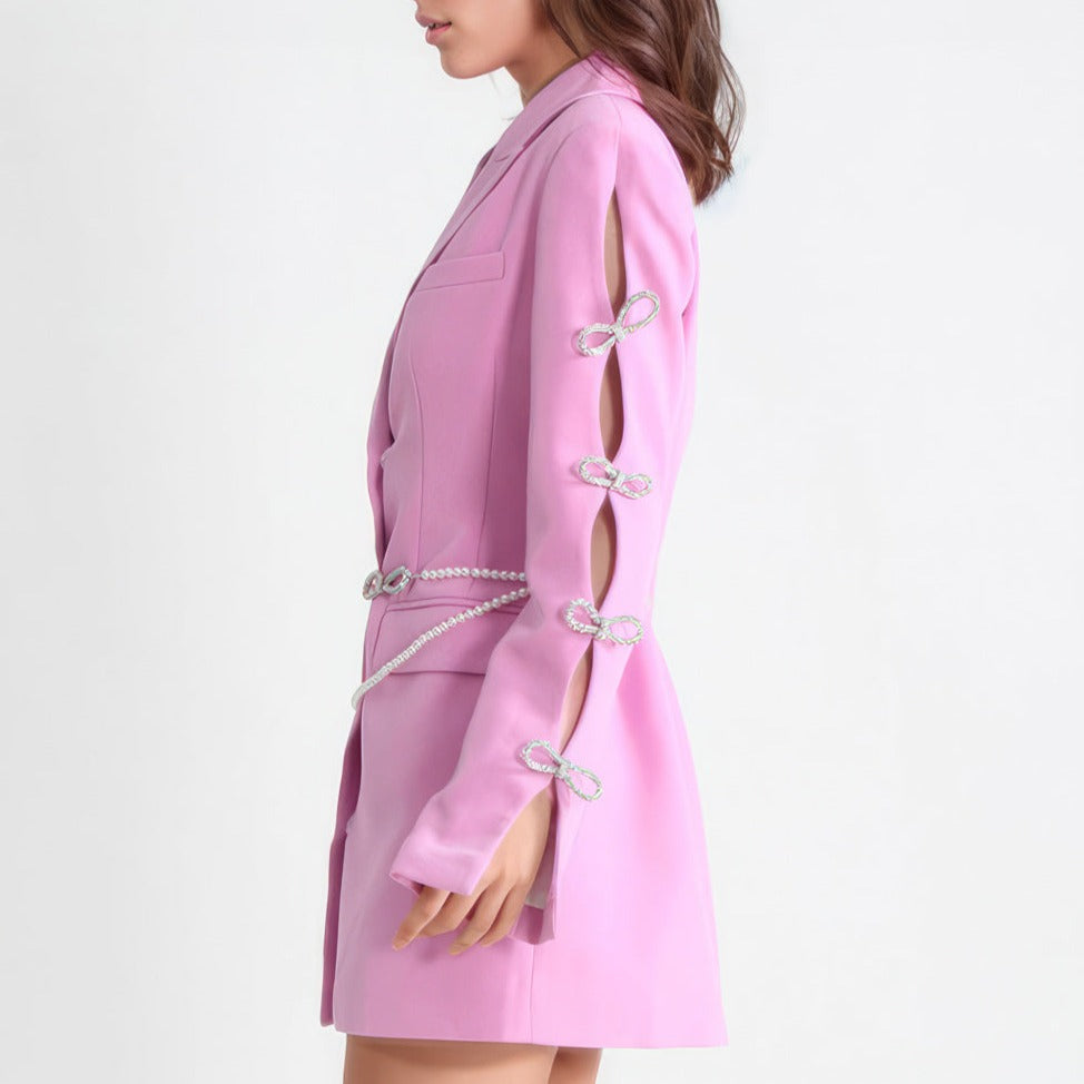 BLAZER DRESS with CUT OUT SLEEVES - Pink