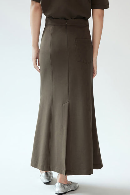 Midi Jersey Skirt - Khaki