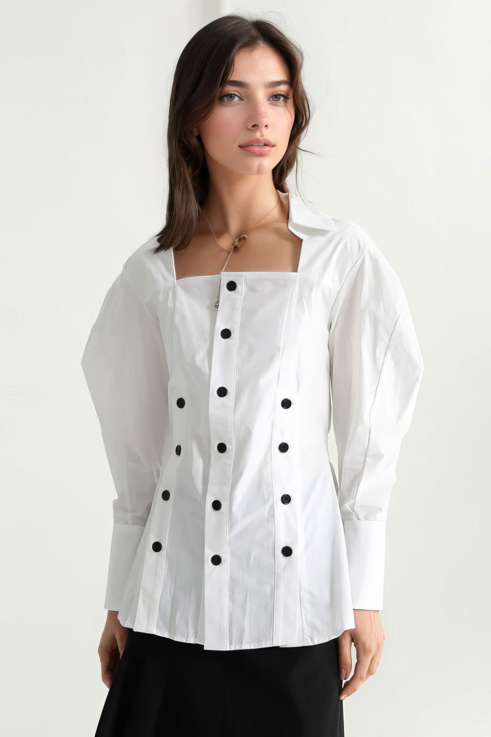 Cambered Shirt with Oversized Sleeves - White