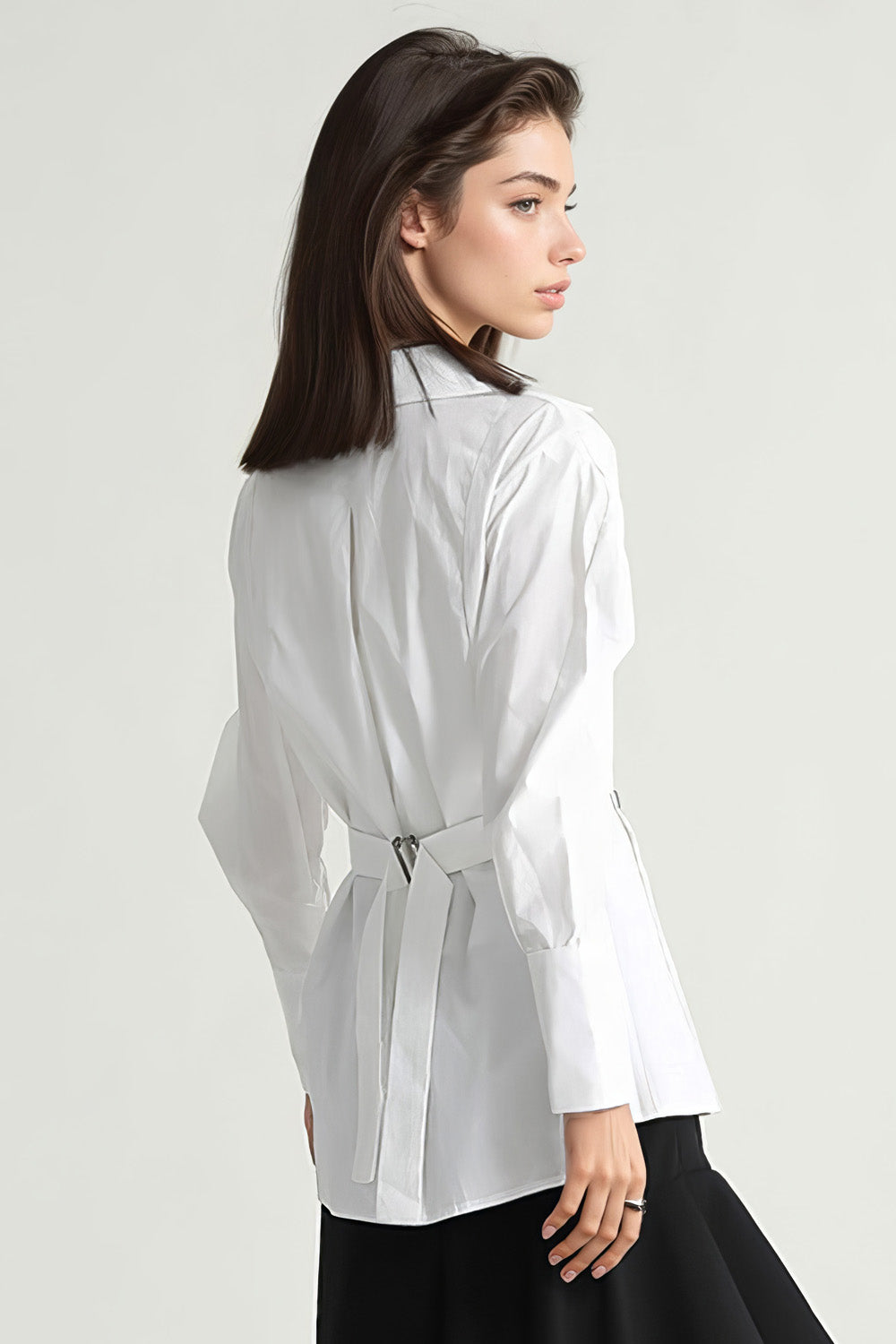 Cambered Shirt with Oversized Sleeves - White