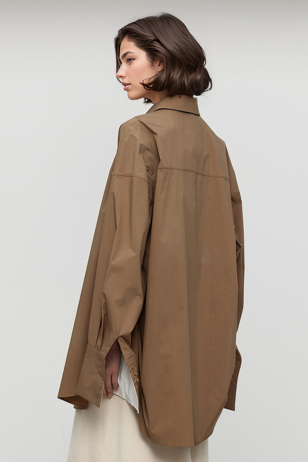 Oversized Basic Shirt - Brown