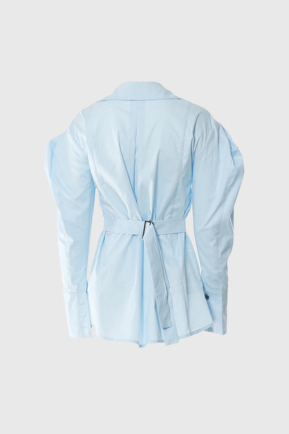 Cambered Shirt with Oversized Sleeves - Blue