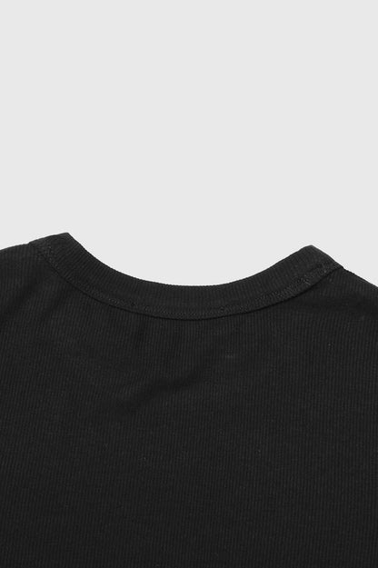 Irregular Cropped T-Shirt - Black