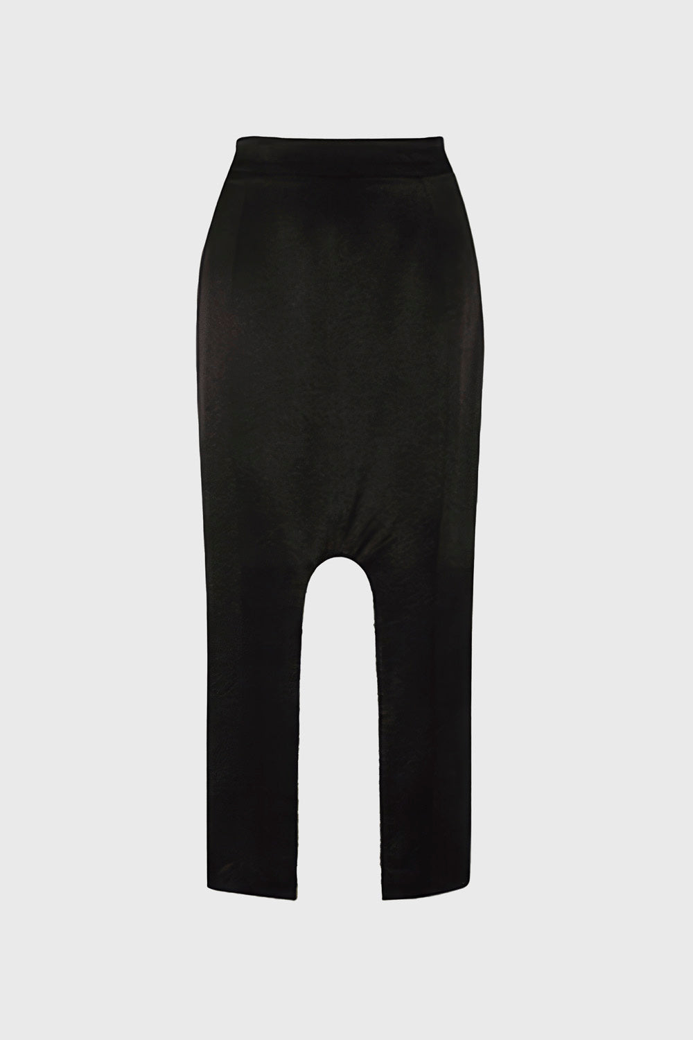 Midi Skirt with Rounded Slit - Black