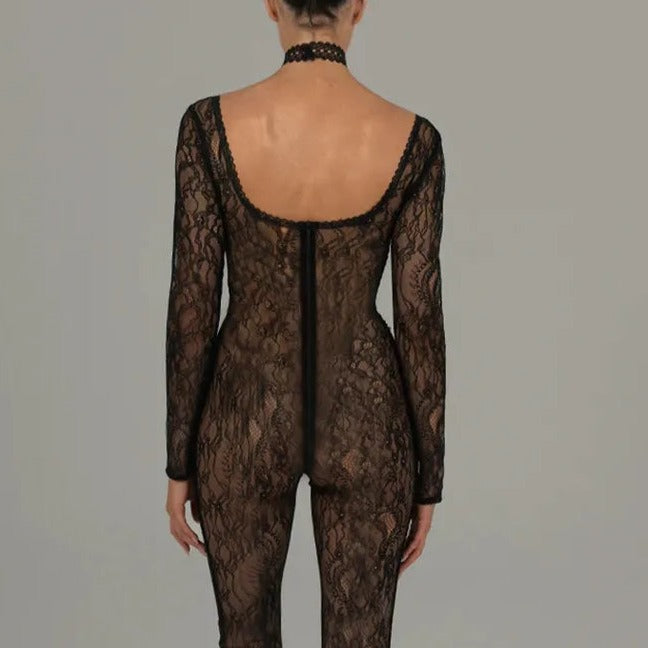 LORA LACE LONGSLEEVE JUMPSUIT