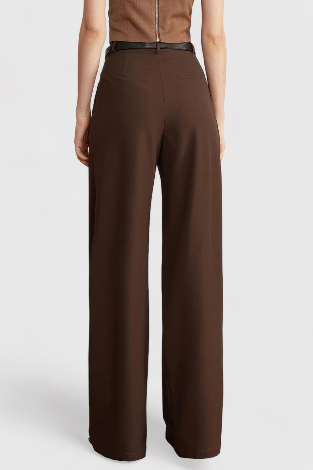 Pleated Full Length Trousers - Brown