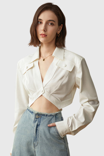 Irregular Cropped Shirt - White