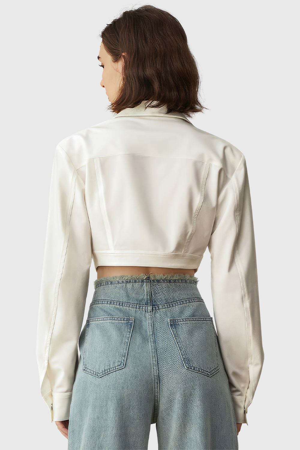 Irregular Cropped Shirt - White