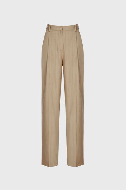 High Waisted Suit Trousers - Brown