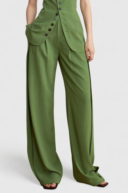 High Waisted Elegant Trousers - Green