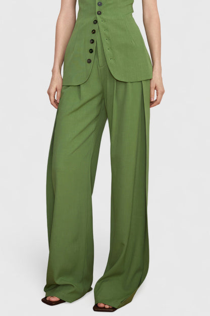 High Waisted Elegant Trousers - Green