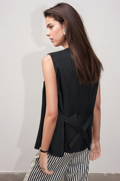 V-Neck Waistcoat - Black