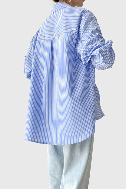 Oversized Striped Shirt - Blue