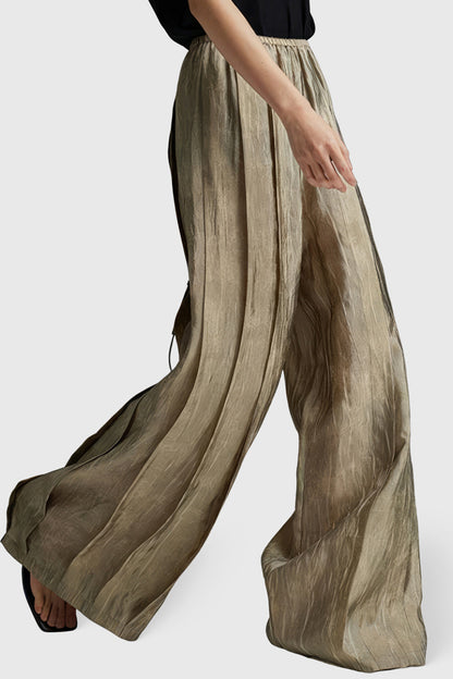 Pleated Wide Trousers - Beige