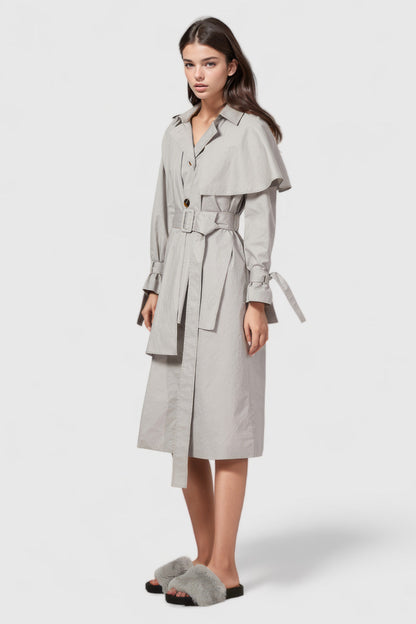 Trenchcoat with Asymmetrical Cuts - Beige