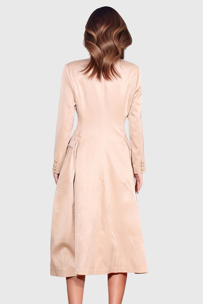 Long Jacket with Gold Buttons - Beige – El Merrist Store
